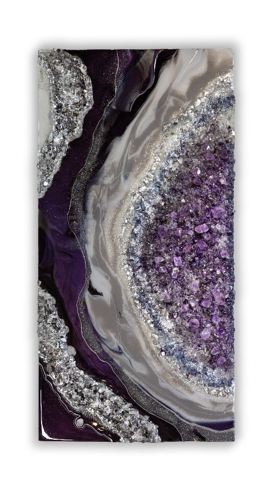 Crystal and resin surface